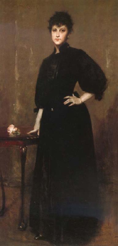 William Merritt Chase The woman wear the black oil painting picture